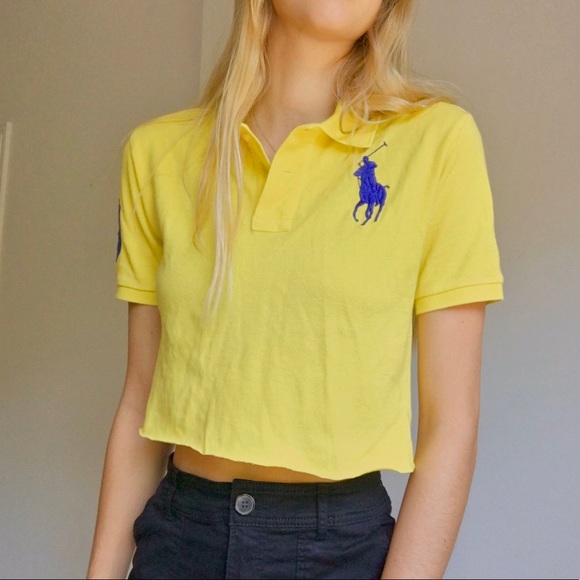 Polo Ralph Lauren Yellow Cropped Polo - Picture 3 of 4